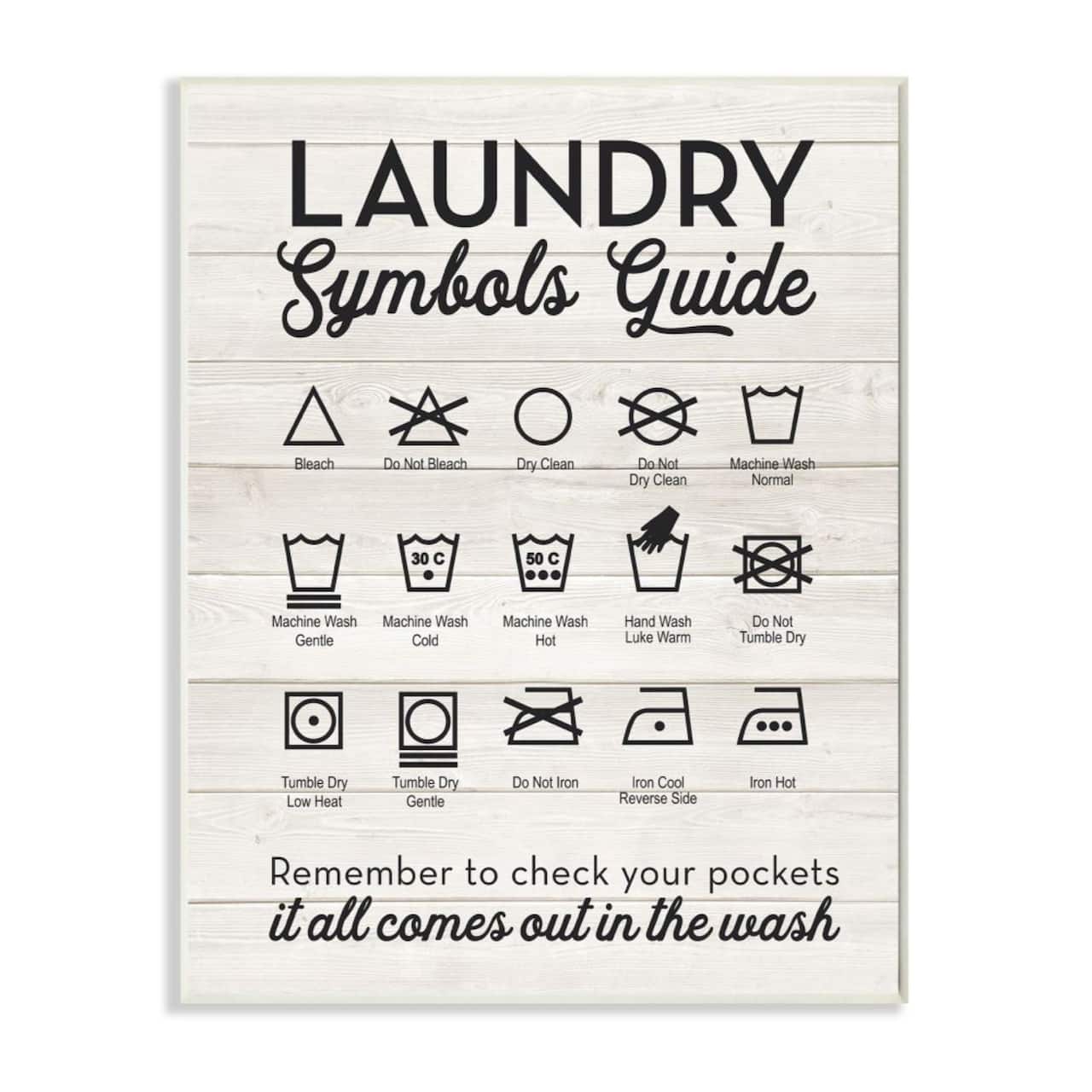 Stupell Industries Laundry Symbols Guide Wooden Wall Plaque